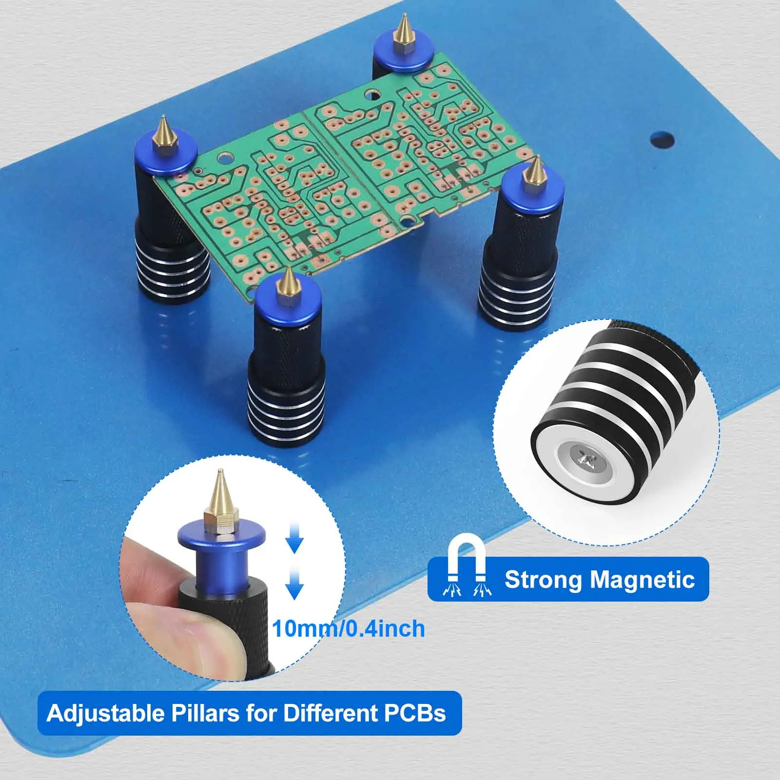 NEWACALOX Magnetic Soldering Helping Hands 4 Adjustable PCB Pillars Circuit Board Holder Silicone Flexible Arm Electronic Repair