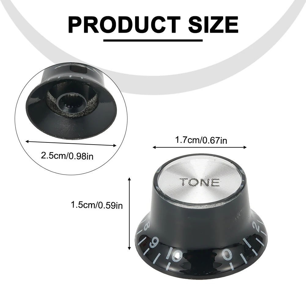 4pcs Aluminum Guitar Tone And Volume Speed Control Knobs Silver Silver Top Hat Bell For GB LP SG Electric Guitar Accessories