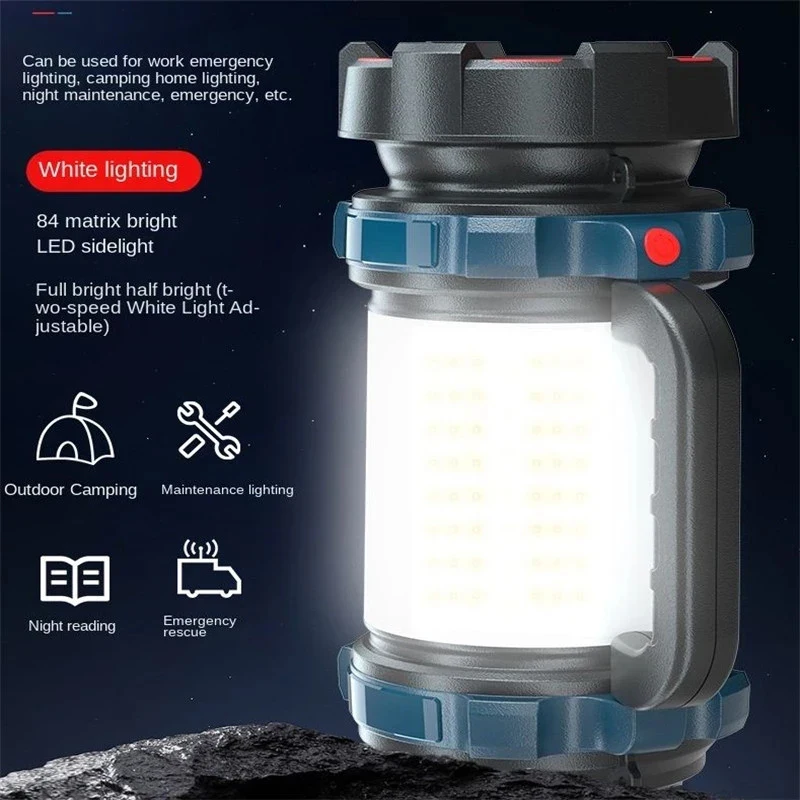 New LED Camping Lantern 4800mAh Searchlight Power Bank Waterproof Camping Flashlight For Hiking Emergency Home Outdoor