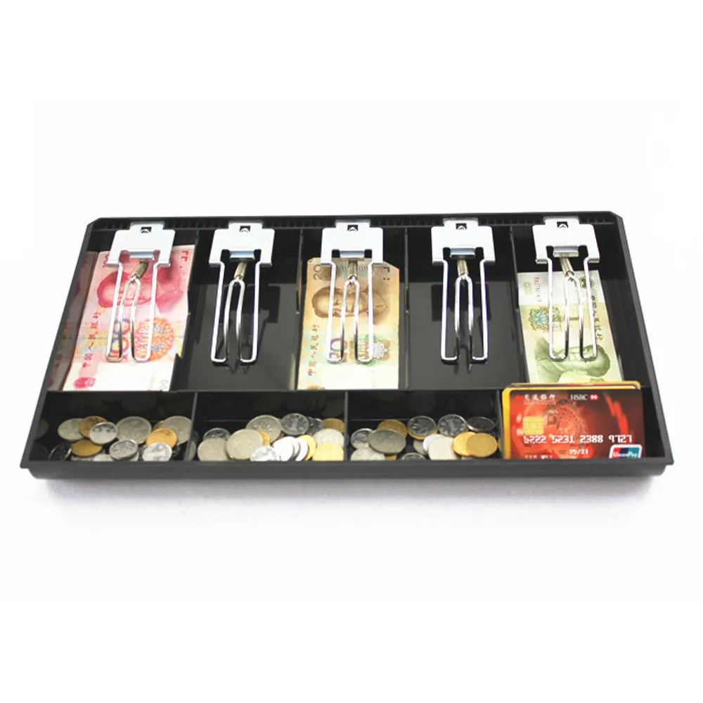 

Прочный кассовый ящик с несколькими сетками, металлический зажим, черный ящик, кассовый лоток, пластиковый АБС-пластик, многофункциональный кассовый аппарат для магазина