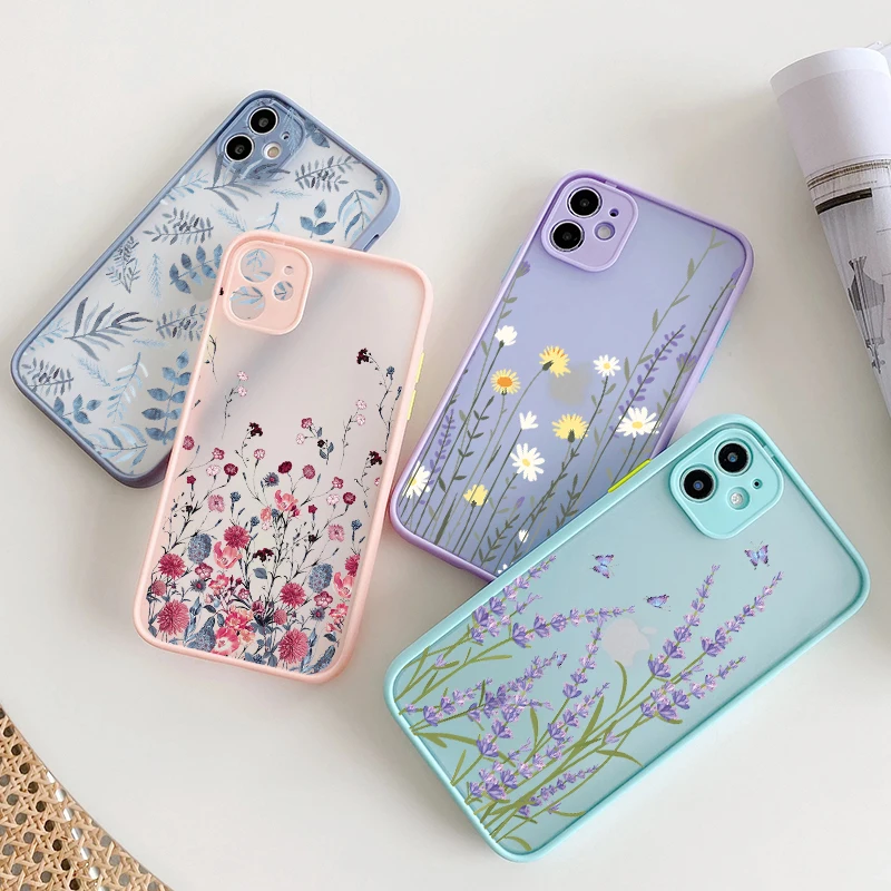 Painted Flower Phone Case For iPhone 13 14 12 11 Pro Max Mini 7 8 Plus SE Mini X XS Max XR Back Cover Fundas For iPhone 13 case