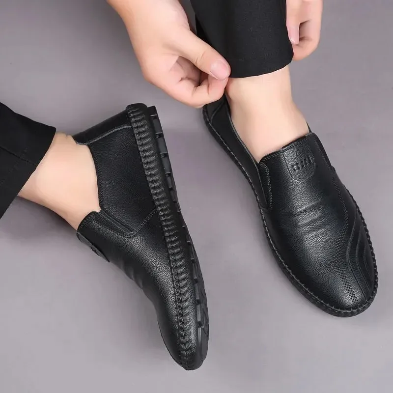 Outdoor Leather Men Shoes Casual Business Leather Shoes Men Oxfords Retro Quality Soft Skin Comfortable Slip On Shoe Men Flats