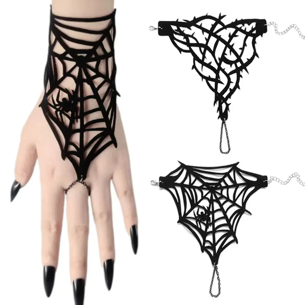 Personalized Double-sided Velvet Gothic Bracelet Adjustable Fashion Jewelry Black Thorn Bracelet Black Spider Web Bangle Gifts