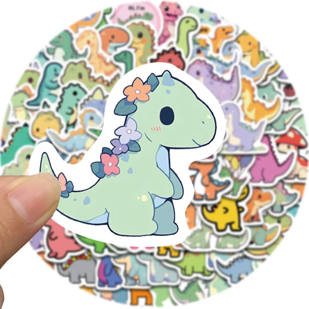 100PCS Cute Cartoon Short Legged Dinosaur Sticker Harajuku Suitcase Home Decorated DIY Scrapbook Coffee PVC Classic Sticker