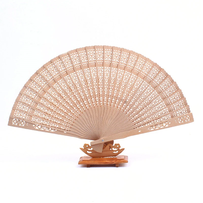 Vintage Folding Bamboo Original Wooden Carved Hand Fan  Chinese Antiquity Folding Wooden Fan Wedding Bridal Party 1pc