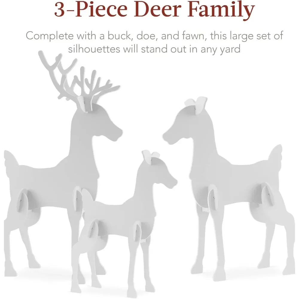 Reindeer Family Silhouette Set, Outdoor Christmas Deer, PVC Yard Decoration, Holiday Decor for Lawn, 56 ", 3 Pcs