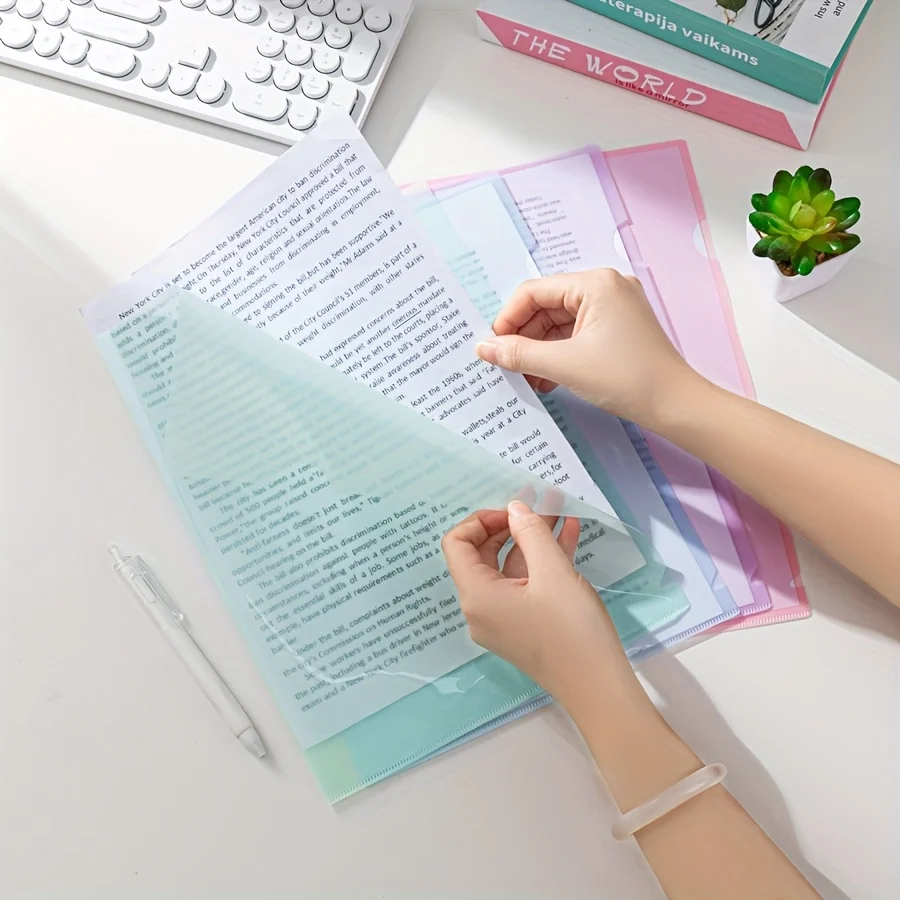 30 قطعة حافظة واقية من المجلد الشفاف المتين على شكل حرف L عالية الجودة، مادة PP بسيطة مقاومة للماء، مناسبة للمدرسة