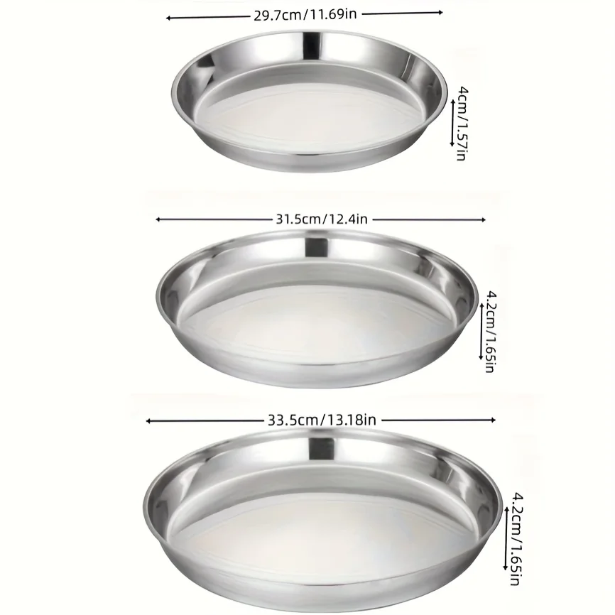 2-pak blaszek do pieczenia ze stali nierdzewnej - okrągła, żaroodporna forma do pieczenia pizzy do użytku domowego i komercyjnego Łatwa do czyszczenia Idealna do