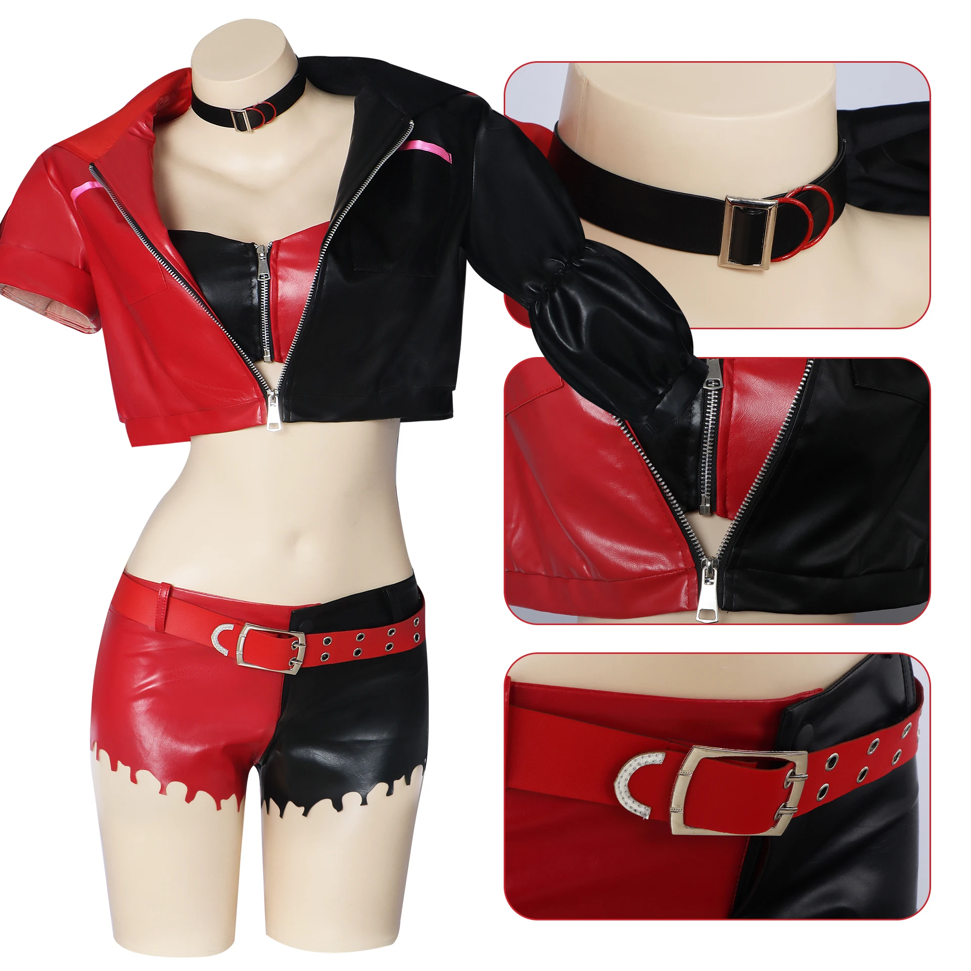 Harley Quinn Cosplay Costume The Joker Cosplay Carnival Uniform Wig Anime Halloween Costumes Skirt Coat Pants Belt Set Women