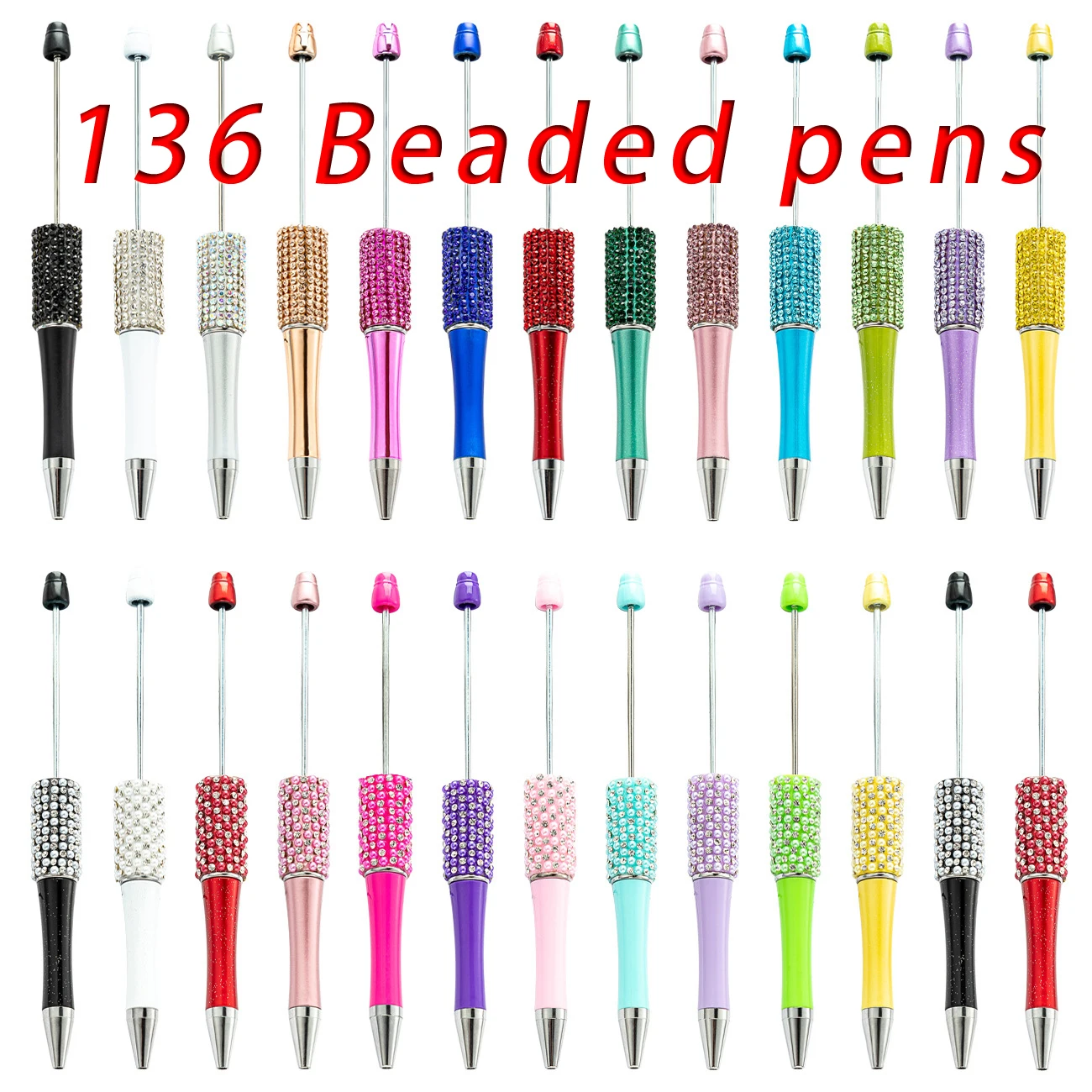 

136Pcs Diamond Bead Pen Wholesale Creative DIY Handmade Sticker Set Diamond Beaded Ballpoint Pens