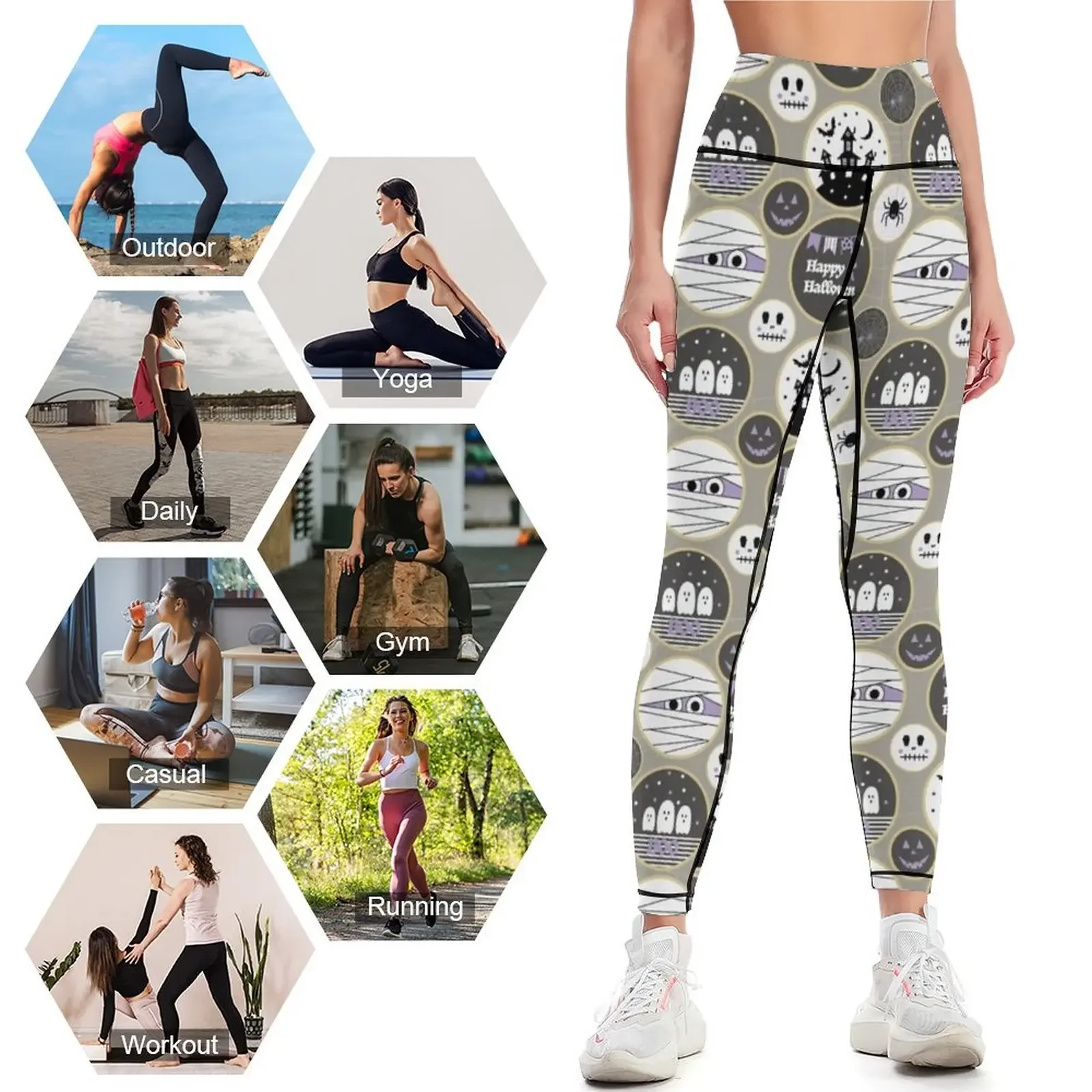 Happy Halloween Leggings ropa deportiva mujer gimnasio 2025 Medias de mujer tenis deportivo para ropa de golf Leggings para mujer
