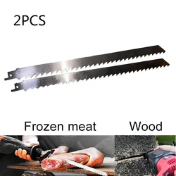 2Pcs 300mm Meat Bone Ice Cutting Reciprocating Saw Blade Stainless Steel Meat Saws Cutter For Cutting  Meat Ice Wood Metal