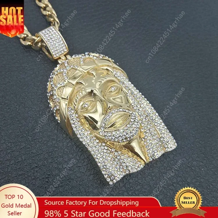 

Fashion Hip hop Jewellery 316L Stainless Steel with zircon Men's Large Jesus Christ Cross Pendant Necklace