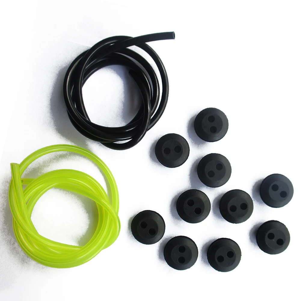 2 Holes Fuel Tank Grommet Rubber For Brush Cutter Delicate 10 * Rubber+1* Yellow Fuel Pipe+1 * Black Fuel Pipe