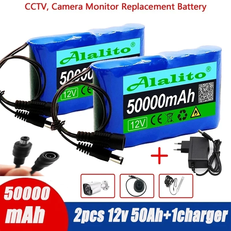 

12V 50000mAh Rechargeable Li-ion battery pack for fishing lights surveillance cameras CCTV, Camera Monitor washing equipment