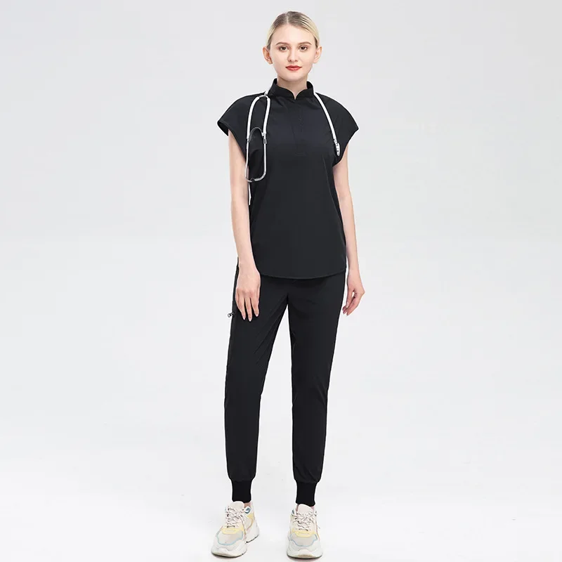Women Medical Uniforms Scrubs Set Hospital Surgical Gowns Short Sleeve Tops Pant Nursing Accessories Doctors Clothes Work Wear