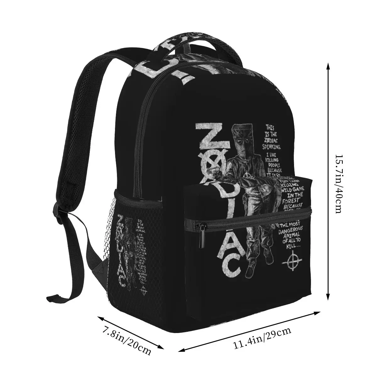 Zodiac,David Fincher,Crime,Serial Killer Backpacks Boys Girls Bookbag Students School Bags Cartoon Kids Rucksack Shoulder Bag