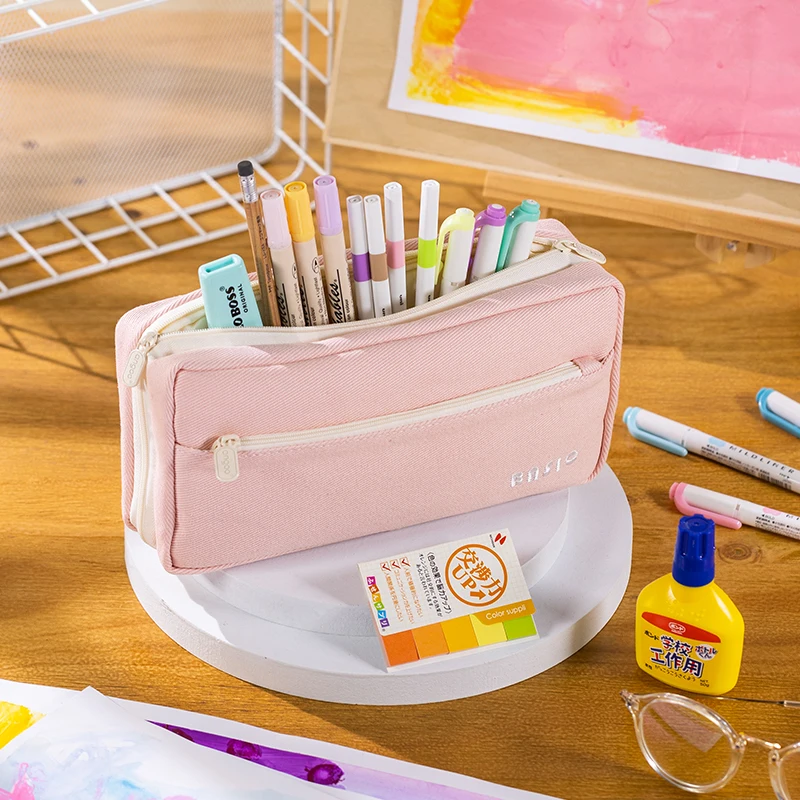 Angoo Cream Cube Pencil Bag Pen Case Pure Color Basic Design Storage Pouch Pocket Clearance A7289