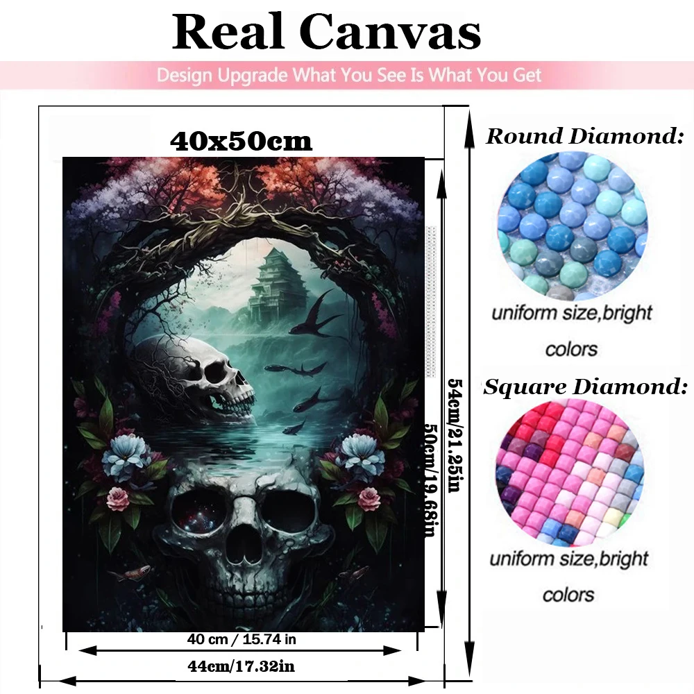 New 2024 DIY 5D Diamond Painting Skull Butterfly Rose Cat Full Round Square Diamond Embroidery Mosaic Cross Stitch Kits