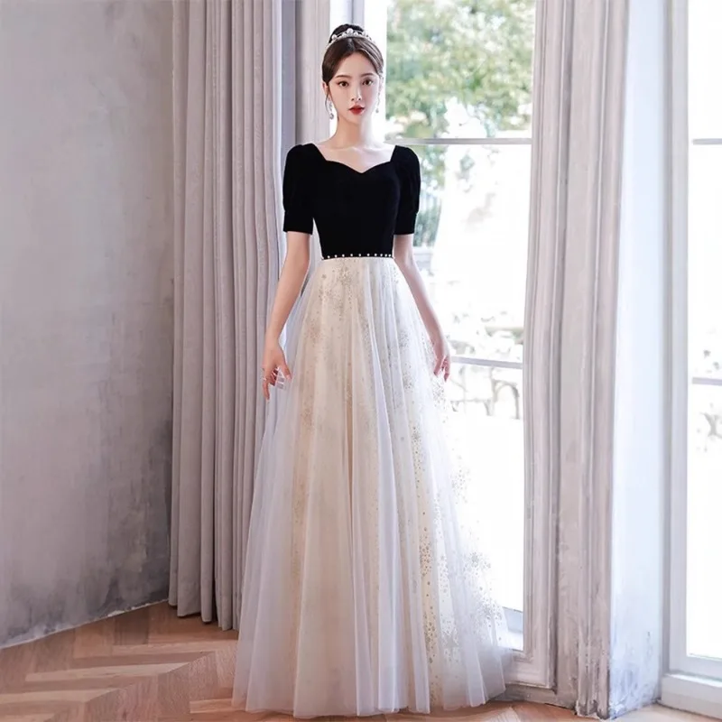 

Вечернее платье для выпускного бала 2026, новое, черное, в стиле Хепберн, сетчатое, А-силуэт, французское, нишевое, стройнящее, для вечеринок, зимняя коллекция