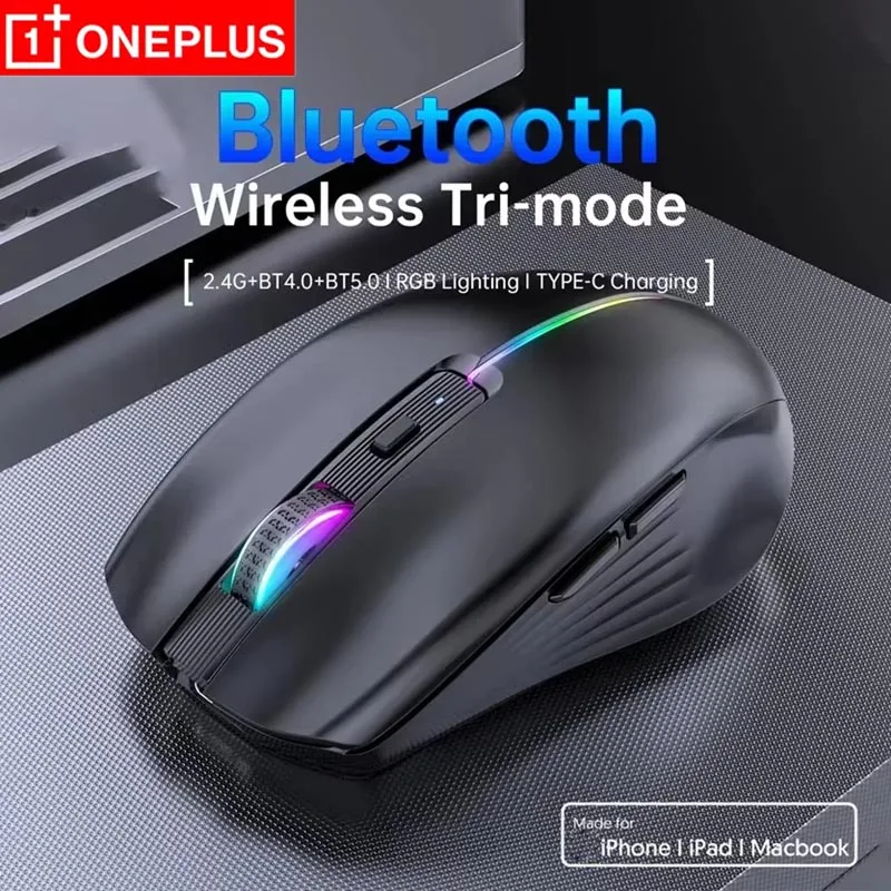 

Мышь 2.4G Bluetooth 5.1 с тремя режимами подключения, RGB-подсветкой, перезаряжаемая через Type-C, 6-кнопочная бесшумная универсальная мышь