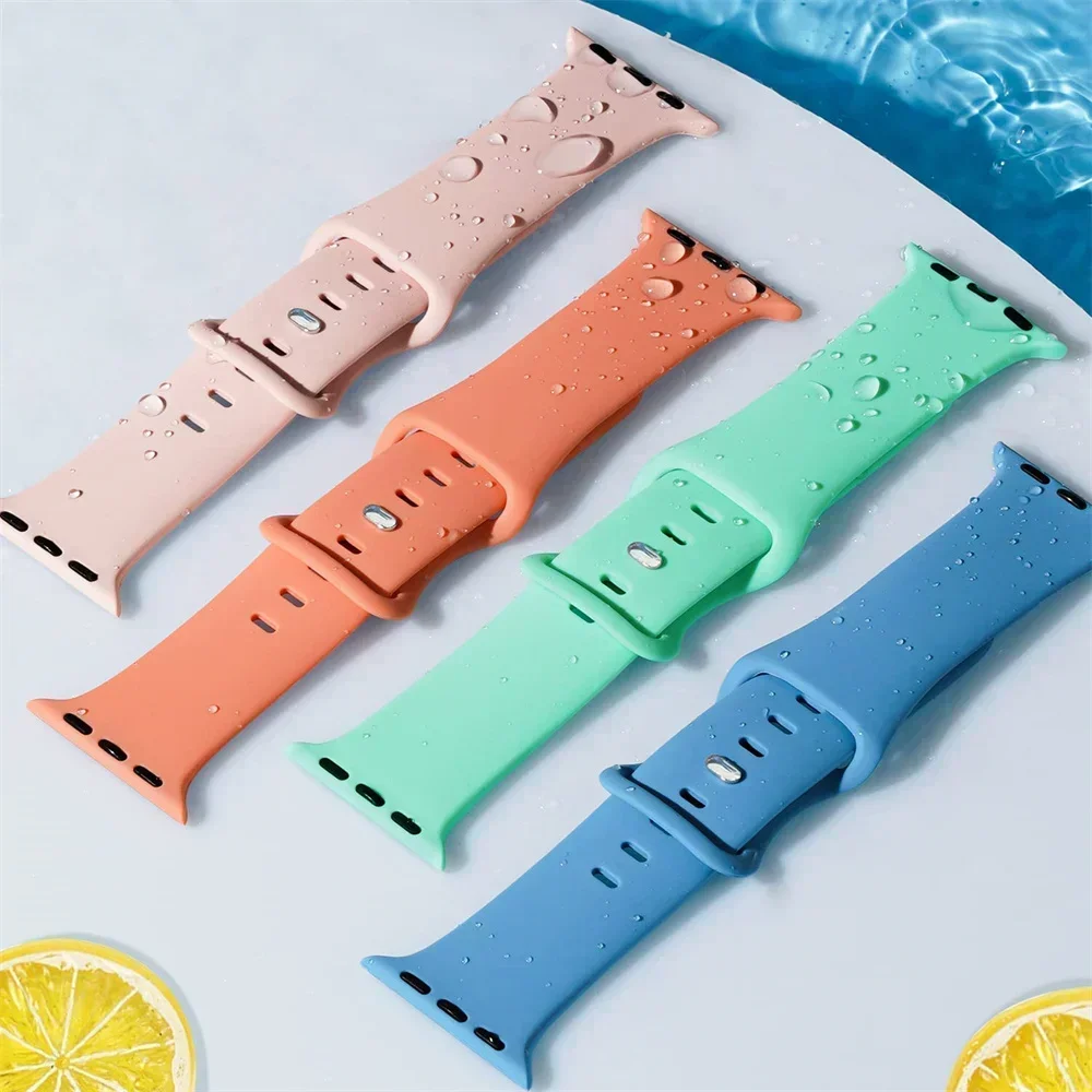 Silicone Strap For Apple Watch Ultra 2 49mm 10 9 8 7 6 5 4 SE Soft Sports Breathable Bracelet iWatch 45mm 41mm 44mm 40mm 46/42mm