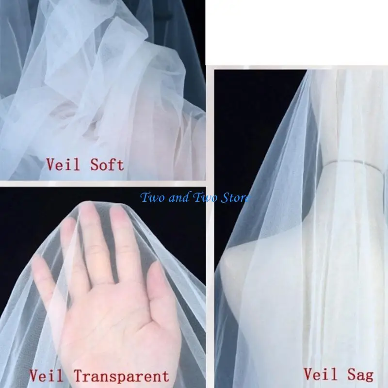 

HX6F Elegant Women Pleated Tulle Sheer Wrap Wedding Bridal Shining Shoulder Stole Elegant Formal Shawl with Pearl Beads