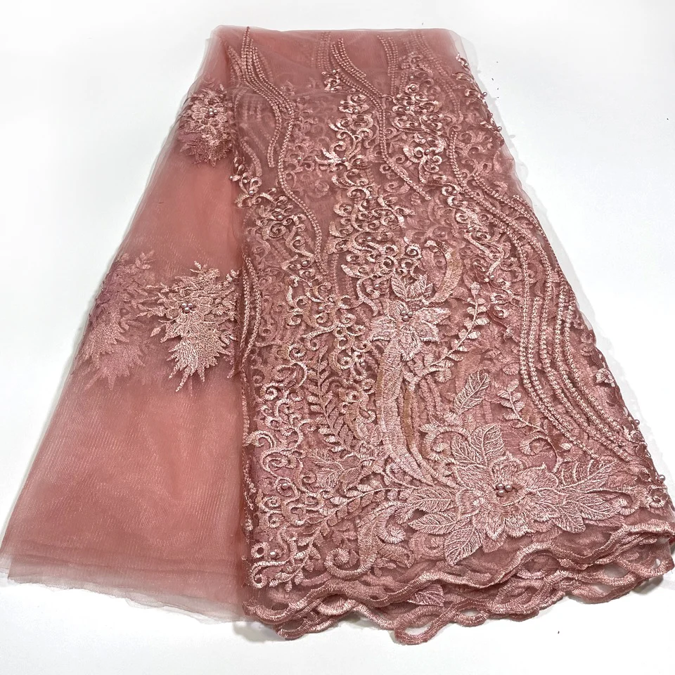 Tessuto di pizzo africano oro 2023 pizzo di alta qualità con perline tessuto di pizzo Tull francese a rete per tessuti di pizzo nigeriano da sposa