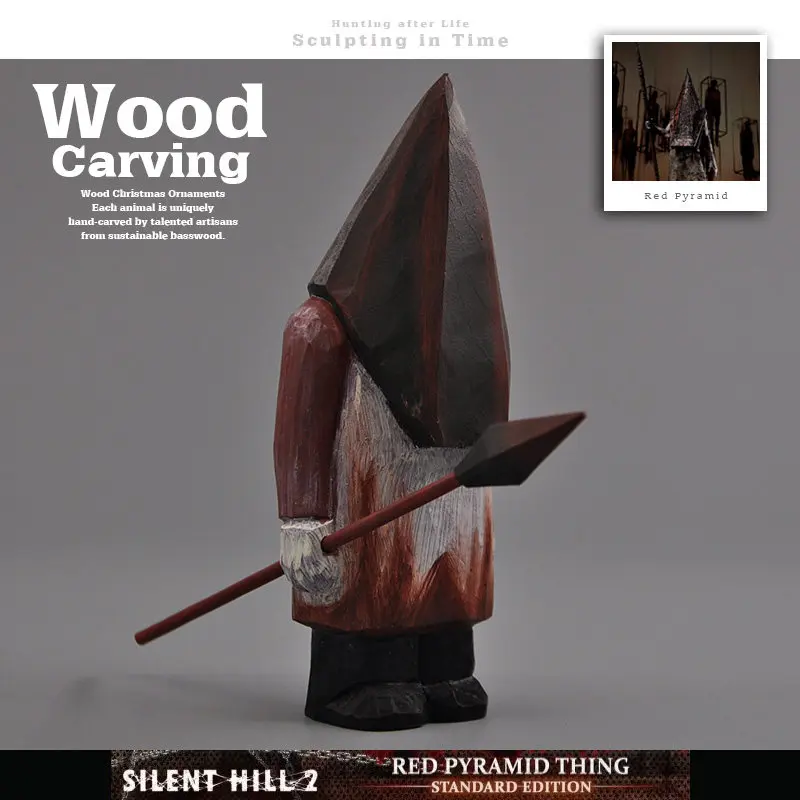 

Genuine Export Custom Wood Carving Red Pyramid Head Silent Hill 2 Hand-Carved Solid Wood Collectible Ornament In Stock Perfect