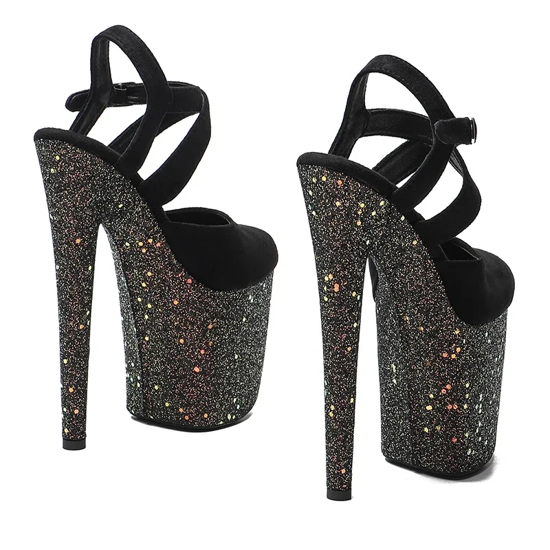 Leecabe 8Inch/20cm Suede Upper with Glitter Platform Sandals party High Heels Shoes Pole Dancing Shoes