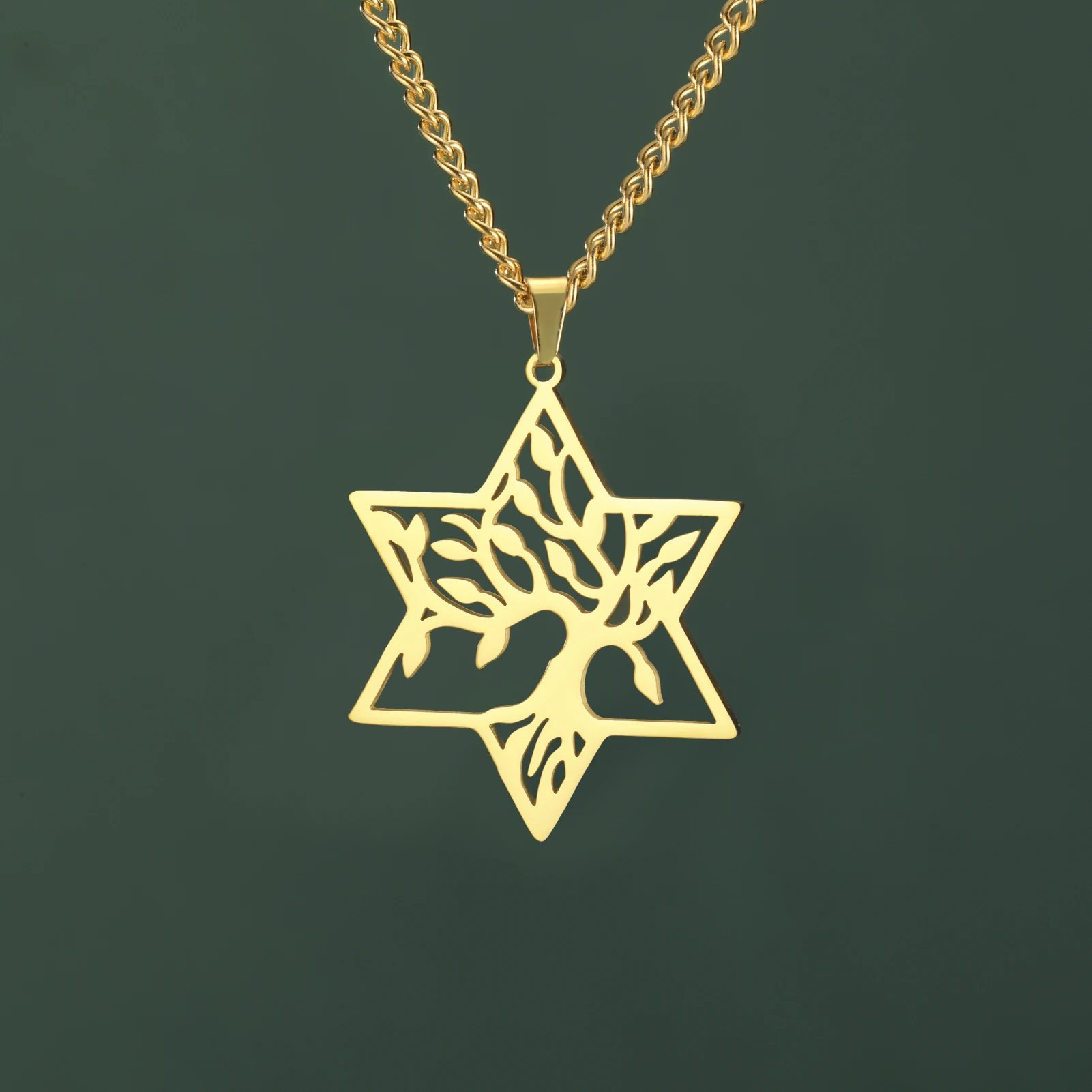 

Dreamtimes Jewish Star of David Pendant Necklaces For Women Stainless Steel Tree of Life Hexagram Amulet Jewelry Talisman