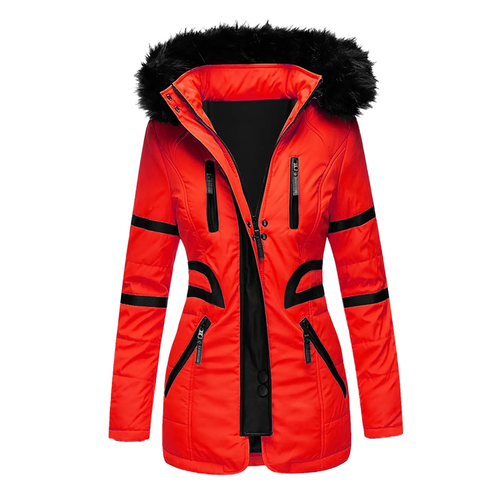 Fur Collar Hooded Winter Clothes Women Thickened Warm Long Coat And Puffer Jacket Outdoor Hiking Hooded Windproof Parka Coat