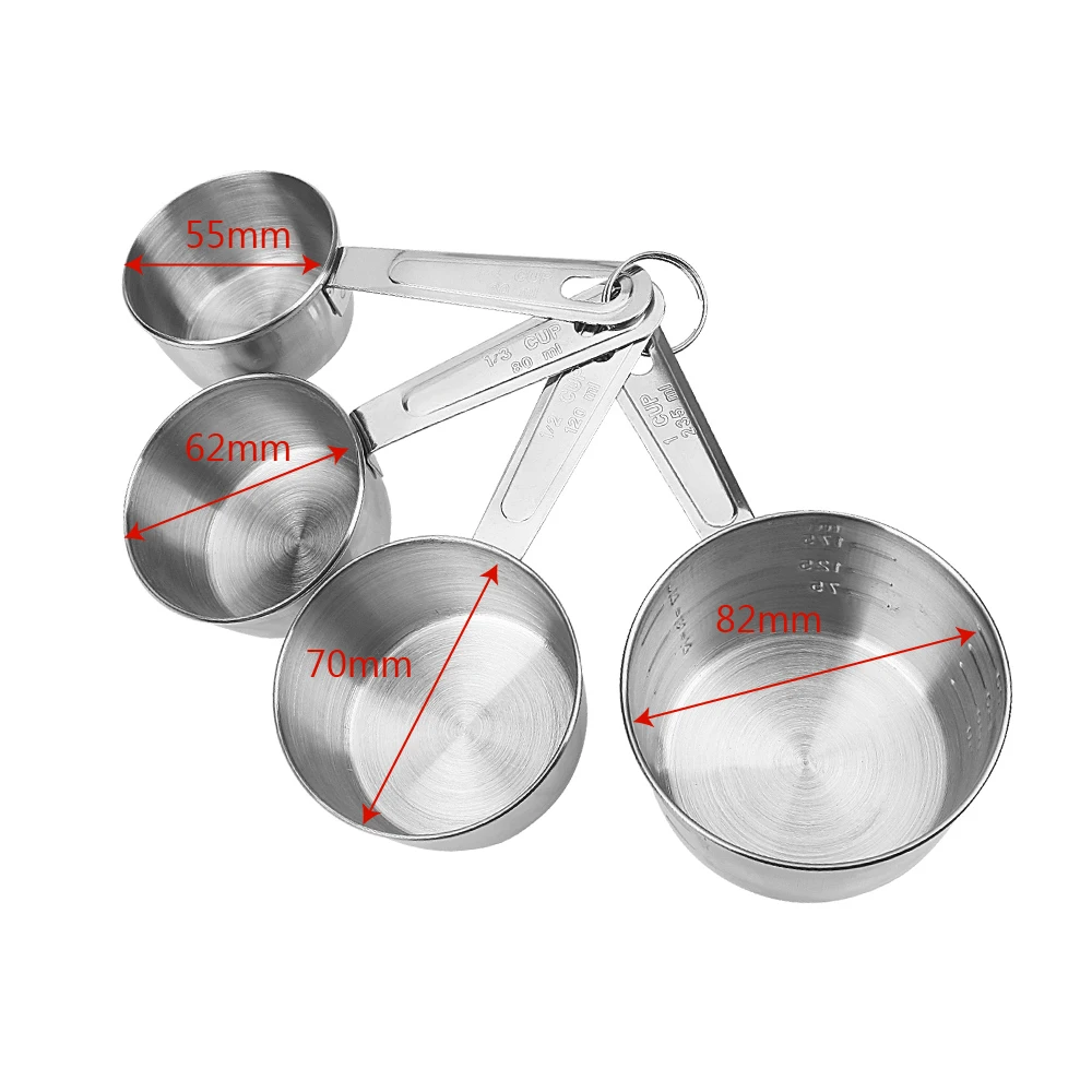 Kichen Accessories Measuring Tools with Scale Baking Tools Stainless Steel 4Pcs/Set Measuring Cup for Flour Food Coffee Cooking