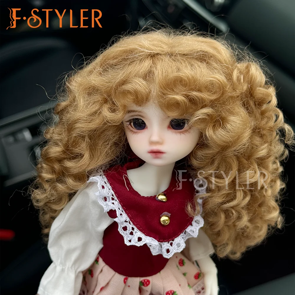 FStyler Doll Wig Bouncy Curls Fluffy BJD Doll Mohair Various Colors Doll Accessories Hair Customization 1/3 1/4