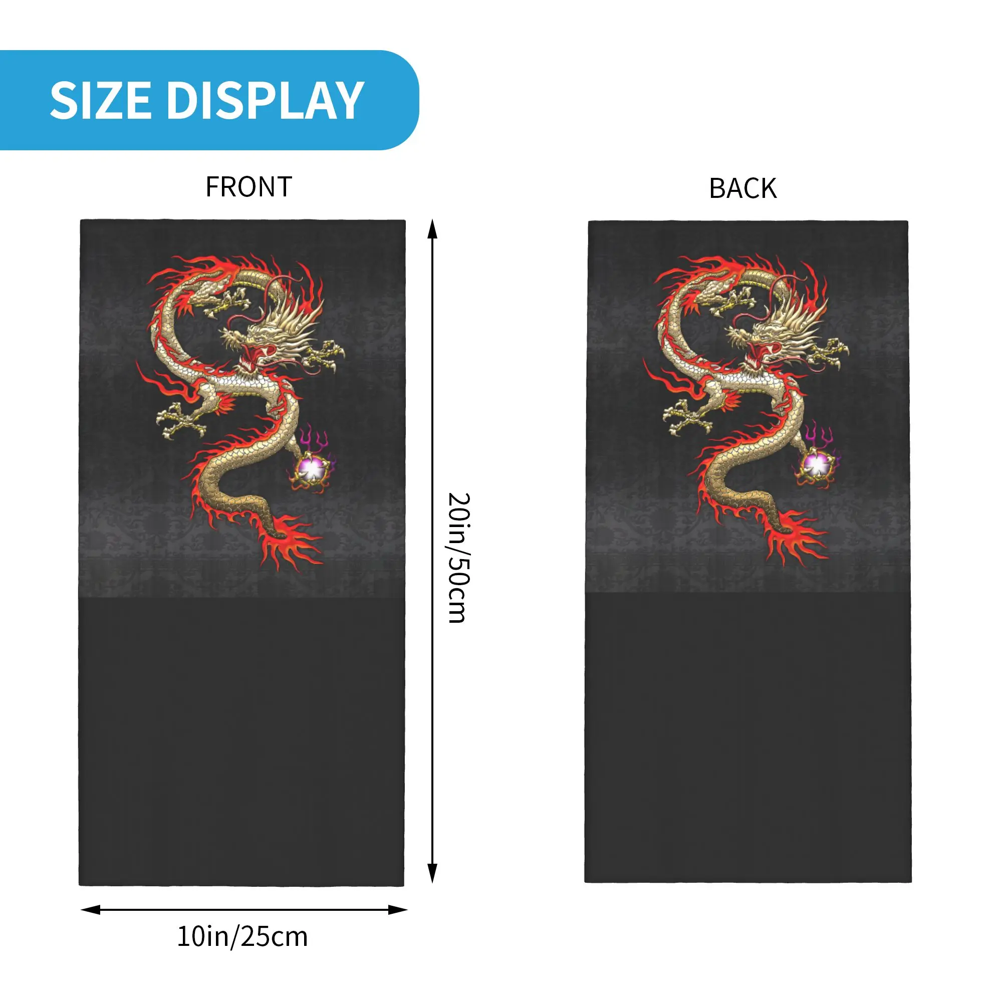 Custom Golden Chinese Dragon Fucanglong Bandana Neck Gaiter Windproof Face Scarf Cover Women Men Asian Style Mythology Headwear
