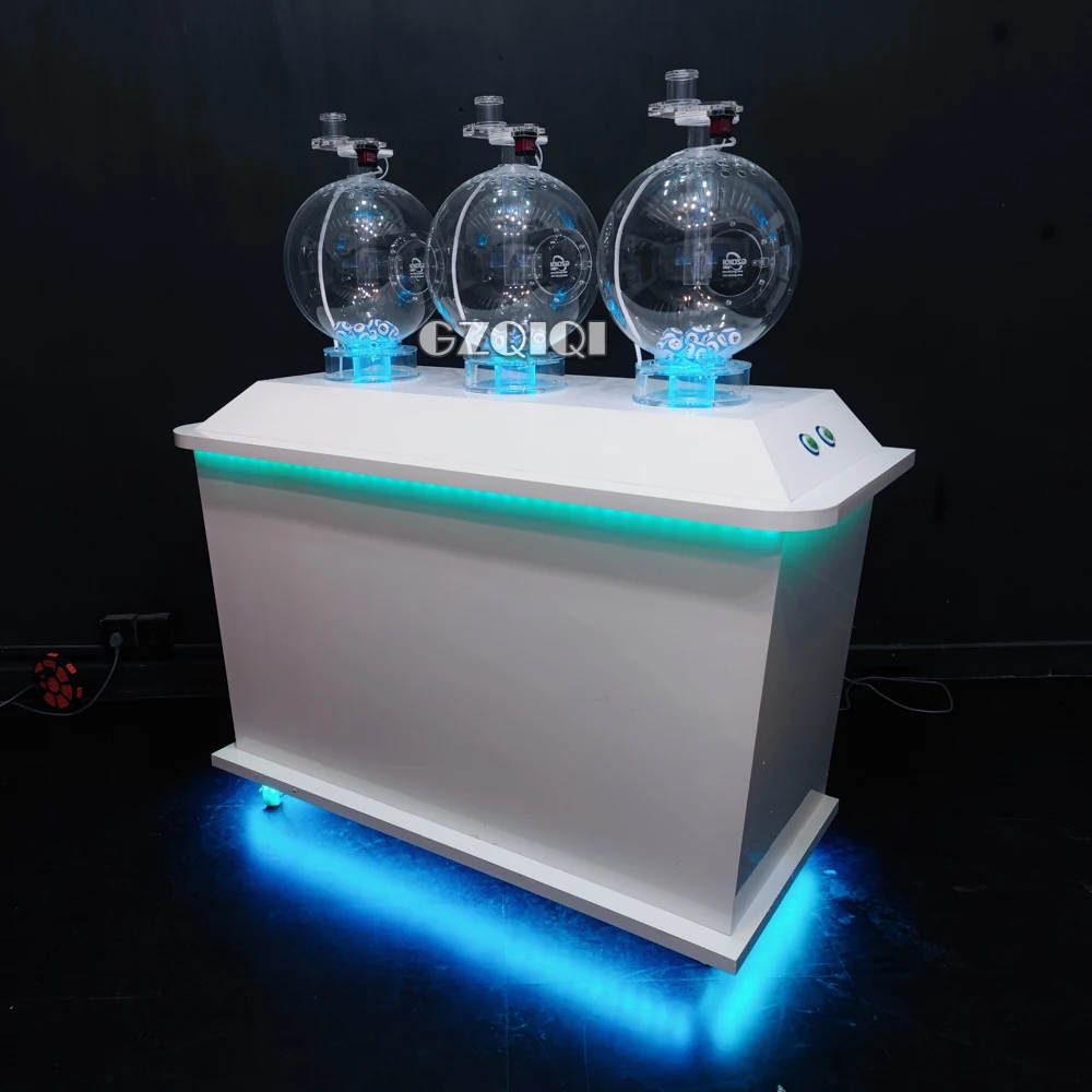 3D white lottery machine high quality lotto machine with LED round ball chamber