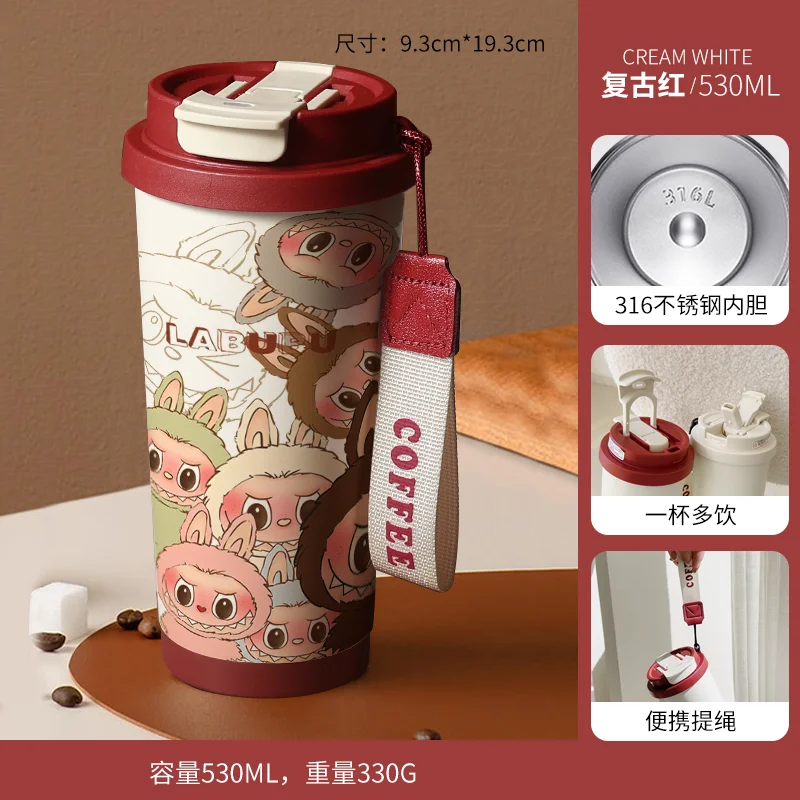 

labubu insulated coffee cups for couples, a pair of water cups for students, cute, take out 316 stainless steel cartoon anime