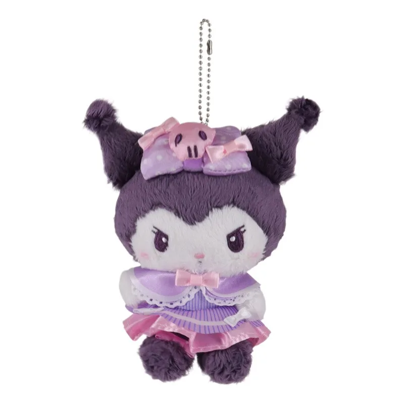 Kuromi Sanrio Kawaii Plush Toy Cute Bow Dress Hug Series Plush Doll Backpack Pendant Anime Girl Holiday Birthday Gift