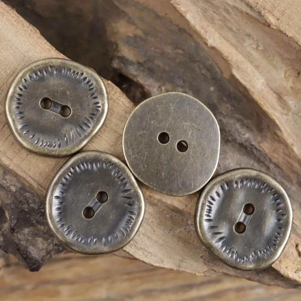 5pcs Antique Metal Buttons 15/20/25mm Irregularly Shaped Buttons 2-hole Flat Button DIY Clothes Sewing Accessories