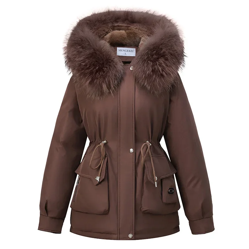 

Women Winter Jacket Parka Clothes Loose Coat Wool Liner Hooded Jacket Fur Collar Warm Thick Snow Wear Oversize Padded Parka