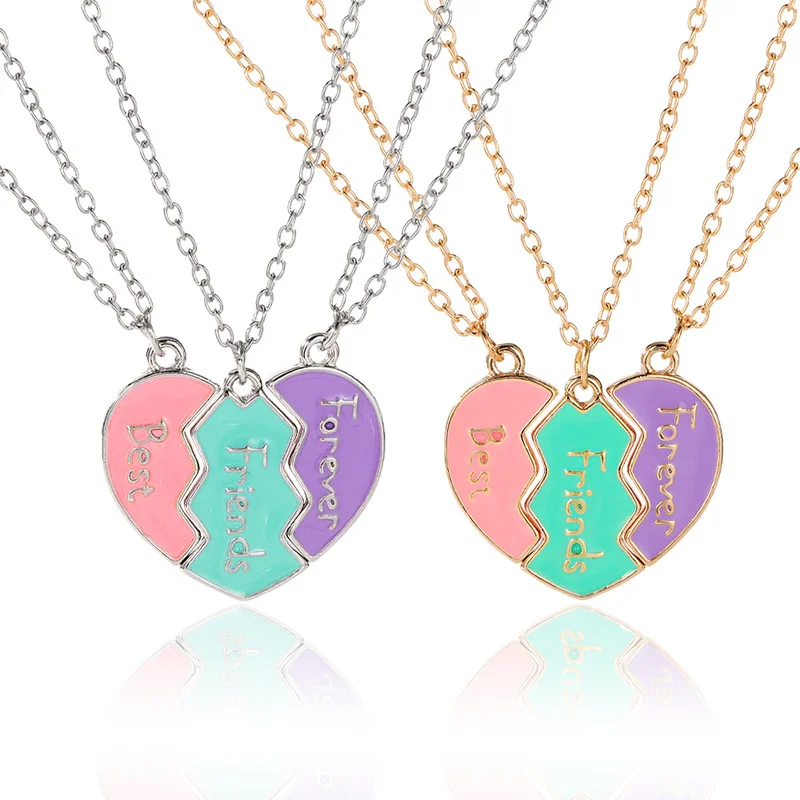 Best Friend Necklaces For 3 Matching Heart Pendant Magnetic Bff Friendship Necklace