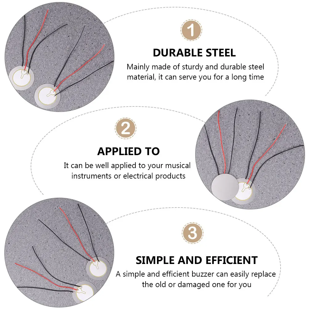 

20pcs Steel Passive Three Pole Buzzer Ceramic Leads Mini Trigger Piezo Disc Guitar Sensor Sound Control Electronic Products
