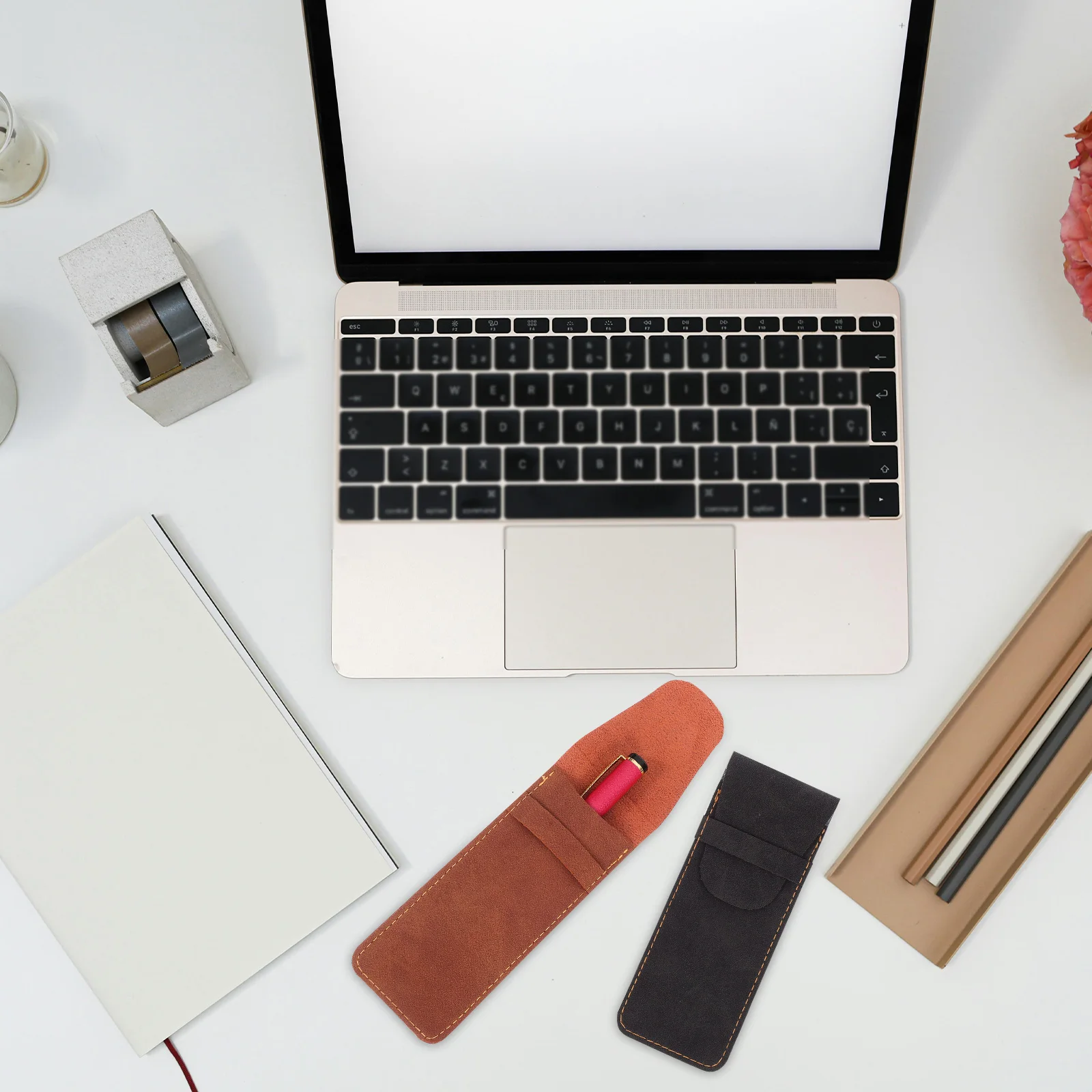

2pcs Pen Sleeve Protective Case for Two Pens Vintage PU Material Office School Use Desk Organizer Pen Bags