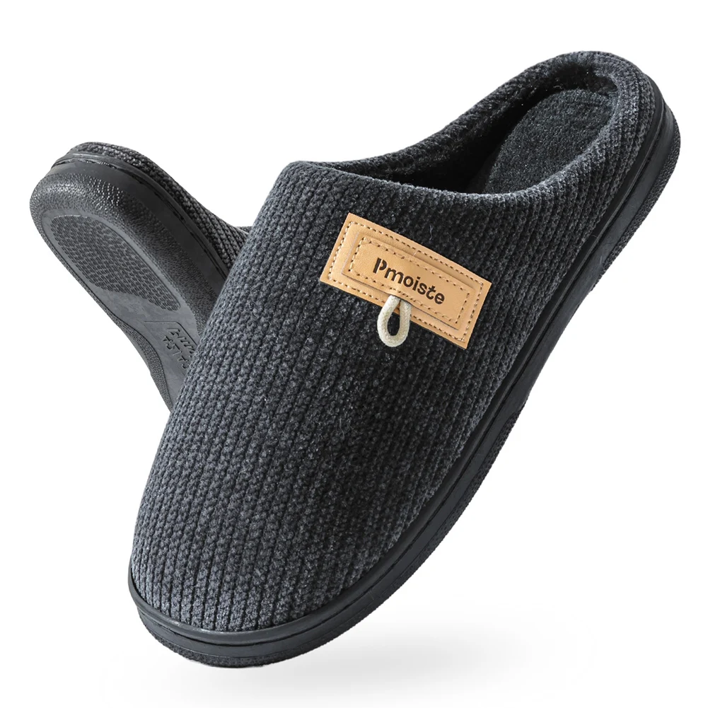 

Мужские тапочки для гостиной, вязаная домашняя нескользящая теплая домашняя обувь из пены с эффектом памяти, зимняя удобная обувь высокого качества