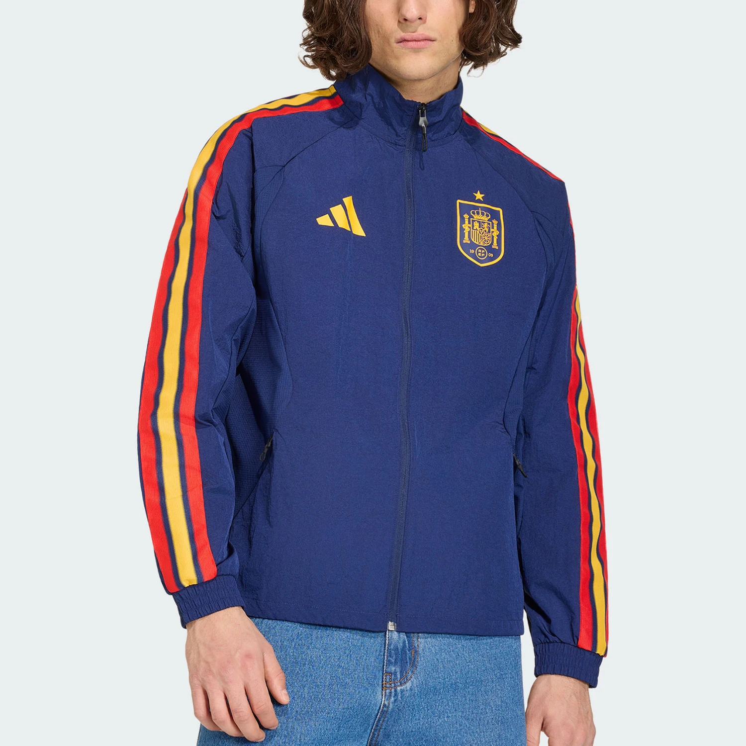 Adidas genuine Spain team football sports men's stand up collar jacket JZ2253