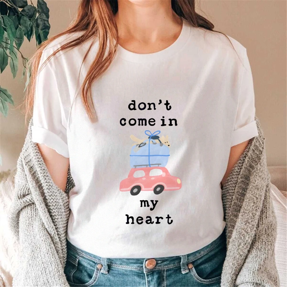

Y2K Graphic T-shirt Heart Car T-shirt Premium Cotton High Quality Oversize White T-shirt Text Car Print Quirky Y2K Style