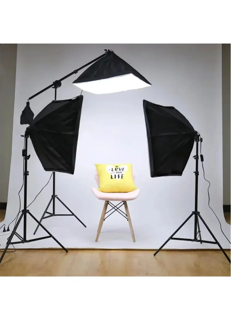 SH 1-3 Stück Fotografie 50x70cm Softbox & 2M Stativ Beleuchtungsset Einzelbirnen-Studiolicht für Porträt, Produkt und Live-Aufnahmen