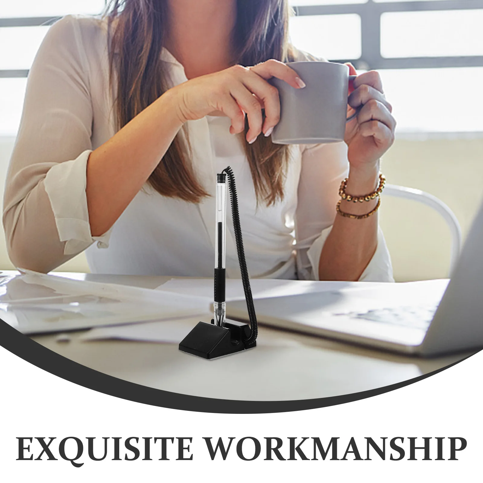 

4pcs Ballpoint Office Stationery Desktop Sign Pen With Stand Plastic Signature Pen For Business Hotel Lobby Use