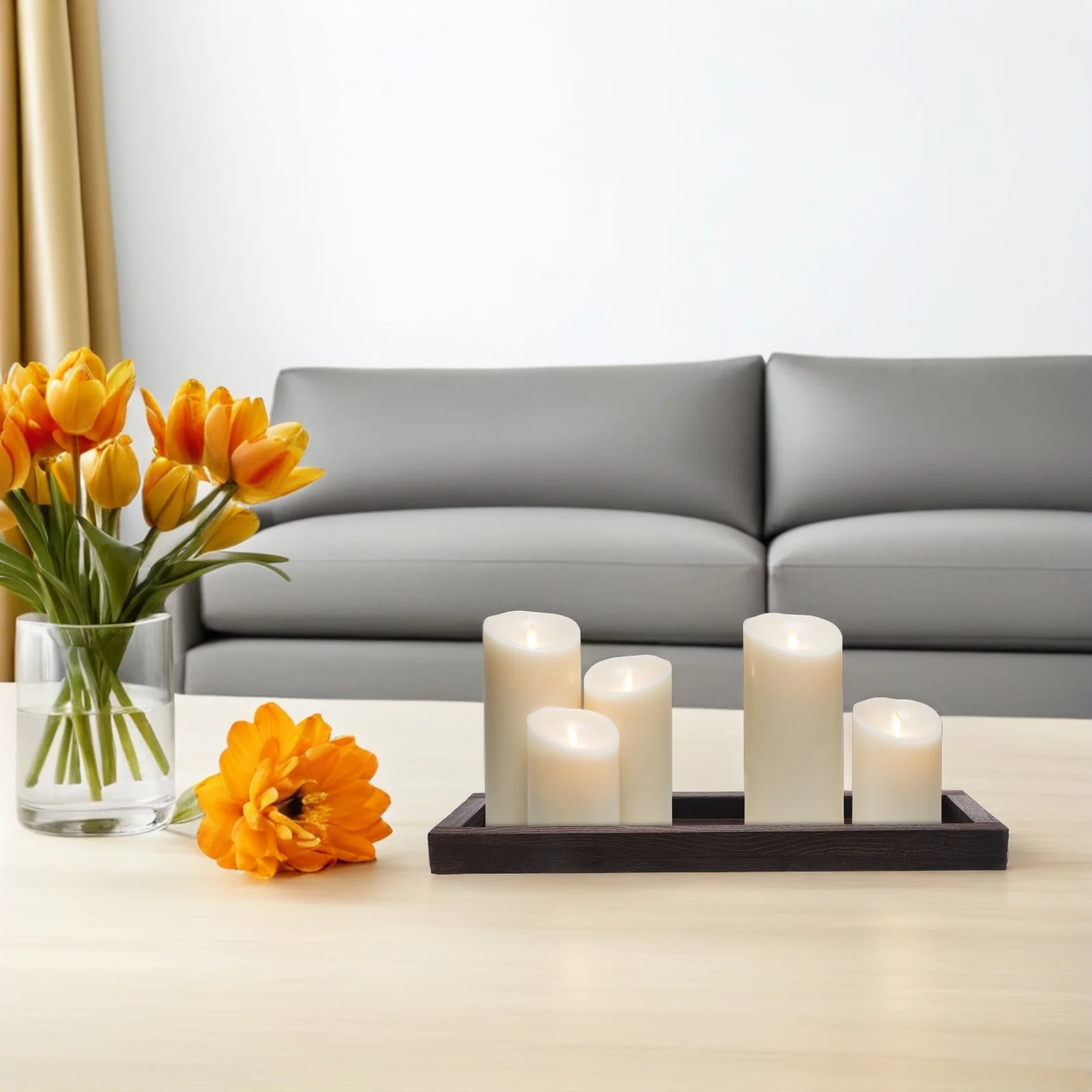 

Wooden Rustic Long Narrow Decorative Wood Tray Holder Farmhouse Coffee Table Dining Table Organizer