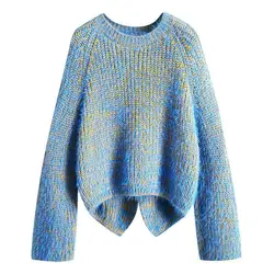 Fashion Sweaters Women Autumn Winter Trendy Knitted Pullovers Popular Thicken Knitwear Split Back Design Sweater Womens Clothes